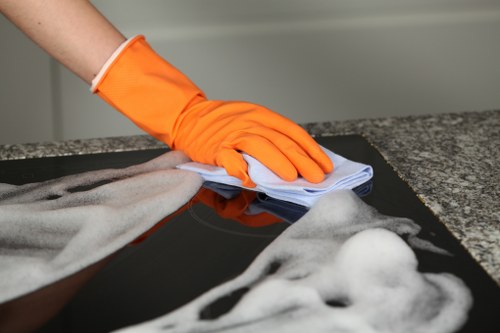Professional office cleaning in Balham with a tidy modern workspace